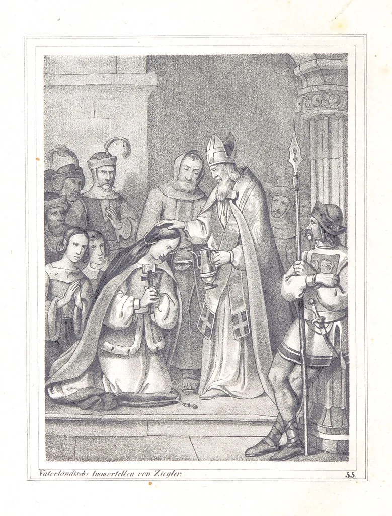 An illustration from Vaterländische Immortellen aus dem Gebiete der österreichischen Geschichte der alten, mittleren, neuern und neuesten Zeit gesammelt und mit einer ... Bilderschau der merkwürdigsten Handlungen ausgezeichneter Personen ... ausgestattet, 1840, leaf 156
