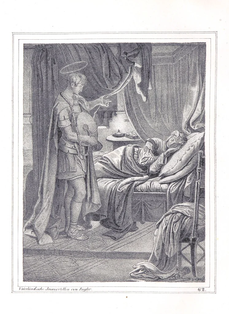 An illustration from Vaterländische Immortellen aus dem Gebiete der österreichischen Geschichte der alten, mittleren, neuern und neuesten Zeit gesammelt und mit einer ... Bilderschau der merkwürdigsten Handlungen ausgezeichneter Personen ... ausgestattet, 1840, leaf 168