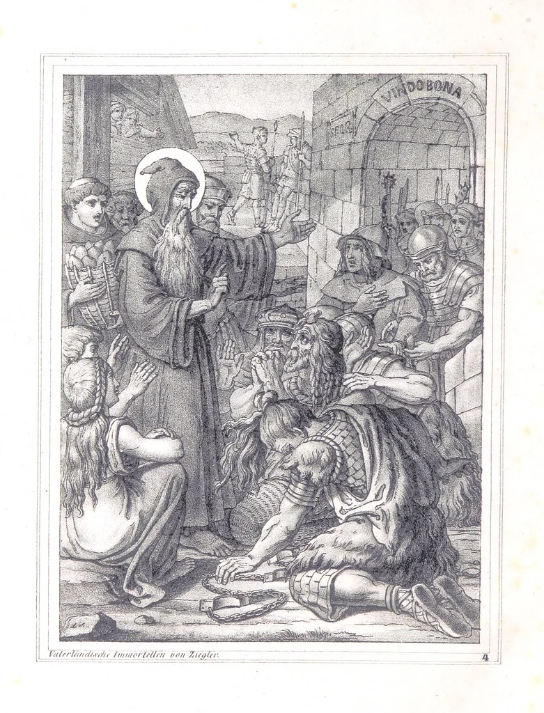 An illustration from Vaterländische Immortellen aus dem Gebiete der österreichischen Geschichte der alten, mittleren, neuern und neuesten Zeit gesammelt und mit einer ... Bilderschau der merkwürdigsten Handlungen ausgezeichneter Personen ... ausgestattet, 1840, leaf 18