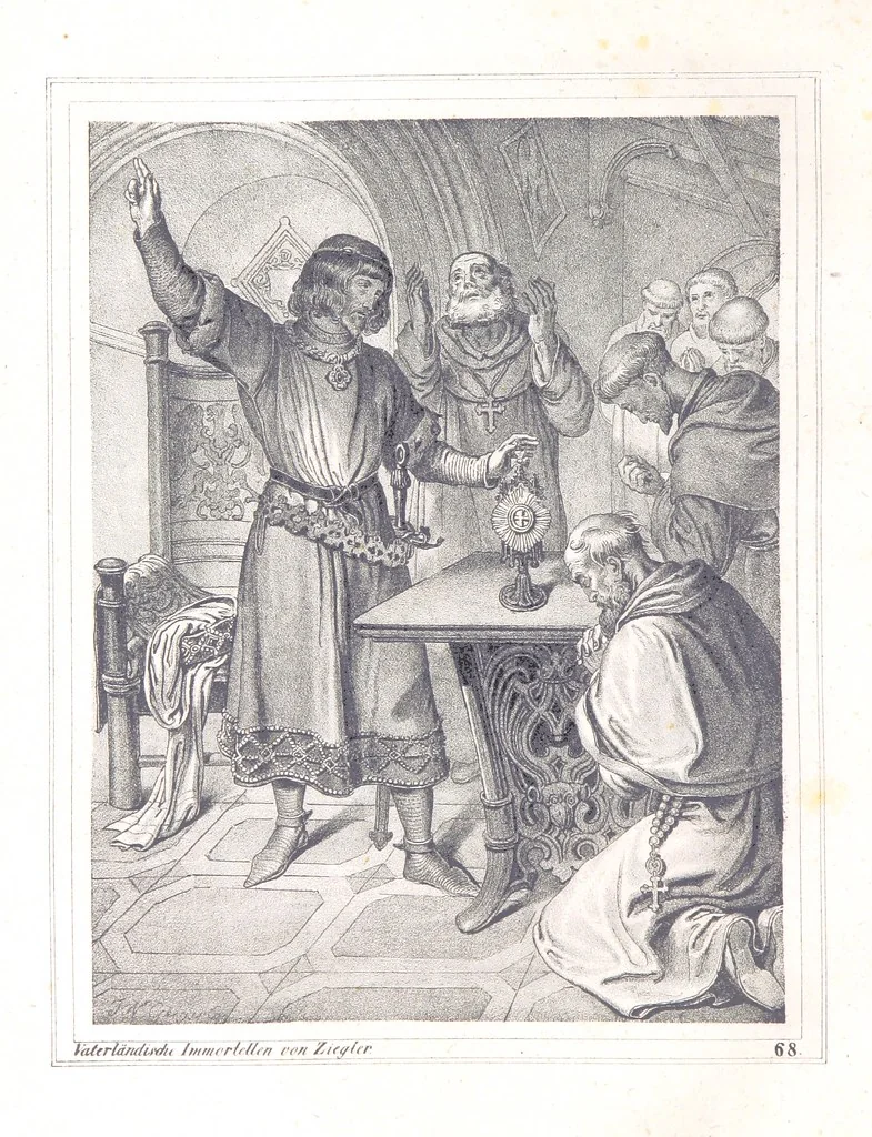 An illustration from Vaterländische Immortellen aus dem Gebiete der österreichischen Geschichte der alten, mittleren, neuern und neuesten Zeit gesammelt und mit einer ... Bilderschau der merkwürdigsten Handlungen ausgezeichneter Personen ... ausgestattet, 1840, leaf 186