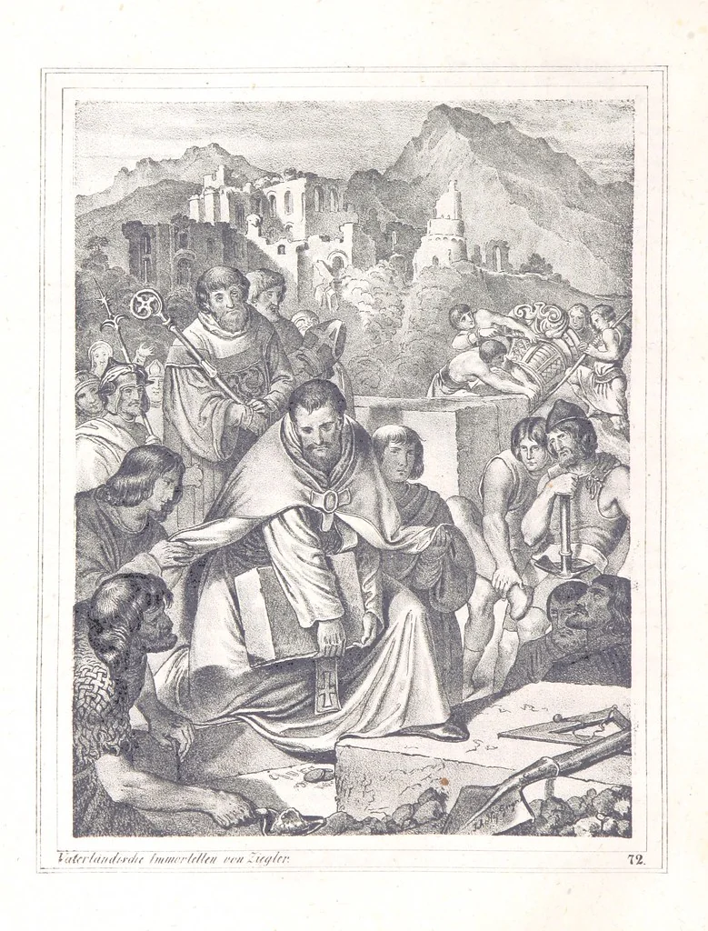 An illustration from Vaterländische Immortellen aus dem Gebiete der österreichischen Geschichte der alten, mittleren, neuern und neuesten Zeit gesammelt und mit einer ... Bilderschau der merkwürdigsten Handlungen ausgezeichneter Personen ... ausgestattet, 1840, leaf 204