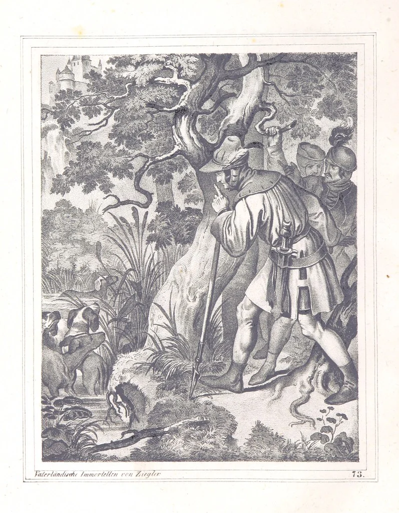 An illustration from Vaterländische Immortellen aus dem Gebiete der österreichischen Geschichte der alten, mittleren, neuern und neuesten Zeit gesammelt und mit einer ... Bilderschau der merkwürdigsten Handlungen ausgezeichneter Personen ... ausgestattet, 1840, leaf 210