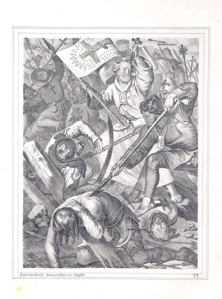 An illustration from Vaterländische Immortellen aus dem Gebiete der österreichischen Geschichte der alten, mittleren, neuern und neuesten Zeit gesammelt und mit einer ... Bilderschau der merkwürdigsten Handlungen ausgezeichneter Personen ... ausgestattet, 1840, leaf 222