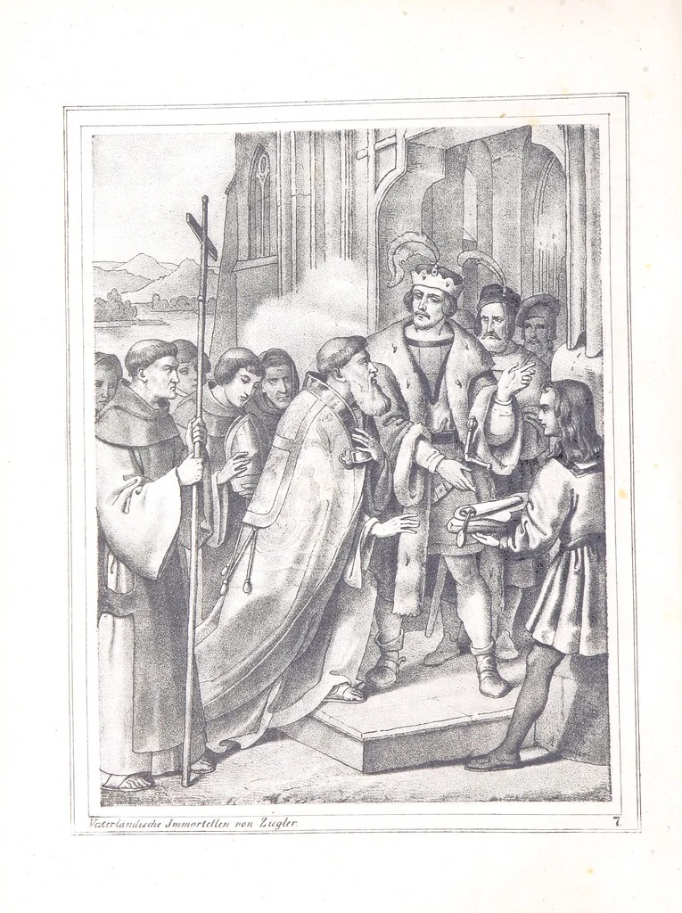 An illustration from Vaterländische Immortellen aus dem Gebiete der österreichischen Geschichte der alten, mittleren, neuern und neuesten Zeit gesammelt und mit einer ... Bilderschau der merkwürdigsten Handlungen ausgezeichneter Personen ... ausgestattet, 1840, leaf 30