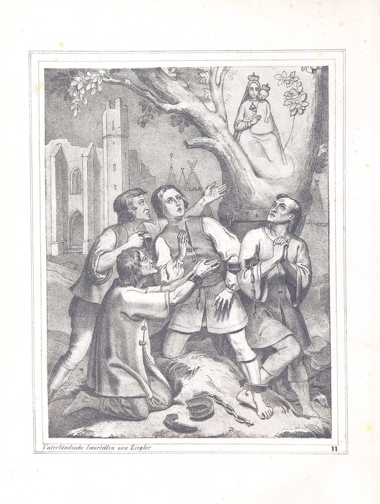 An illustration from Vaterländische Immortellen aus dem Gebiete der österreichischen Geschichte der alten, mittleren, neuern und neuesten Zeit gesammelt und mit einer ... Bilderschau der merkwürdigsten Handlungen ausgezeichneter Personen ... ausgestattet, 1840, leaf 36