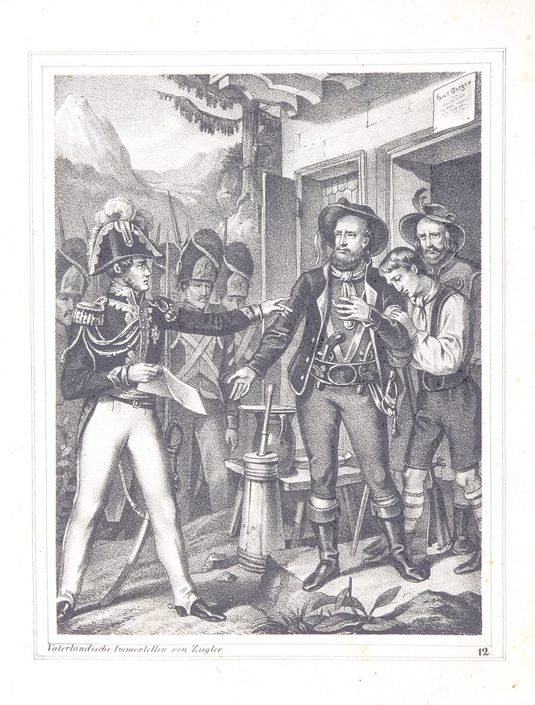 An illustration from Vaterländische Immortellen aus dem Gebiete der österreichischen Geschichte der alten, mittleren, neuern und neuesten Zeit gesammelt und mit einer ... Bilderschau der merkwürdigsten Handlungen ausgezeichneter Personen ... ausgestattet, 1840, leaf 42