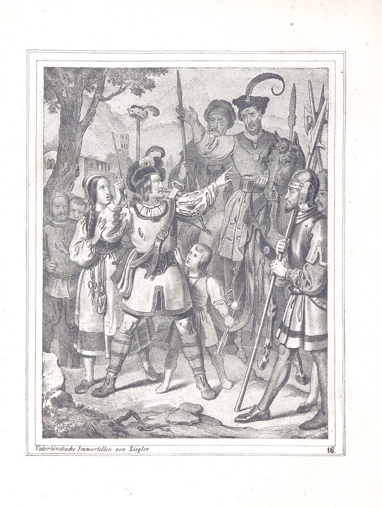 An illustration from Vaterländische Immortellen aus dem Gebiete der österreichischen Geschichte der alten, mittleren, neuern und neuesten Zeit gesammelt und mit einer ... Bilderschau der merkwürdigsten Handlungen ausgezeichneter Personen ... ausgestattet, 1840, leaf 60