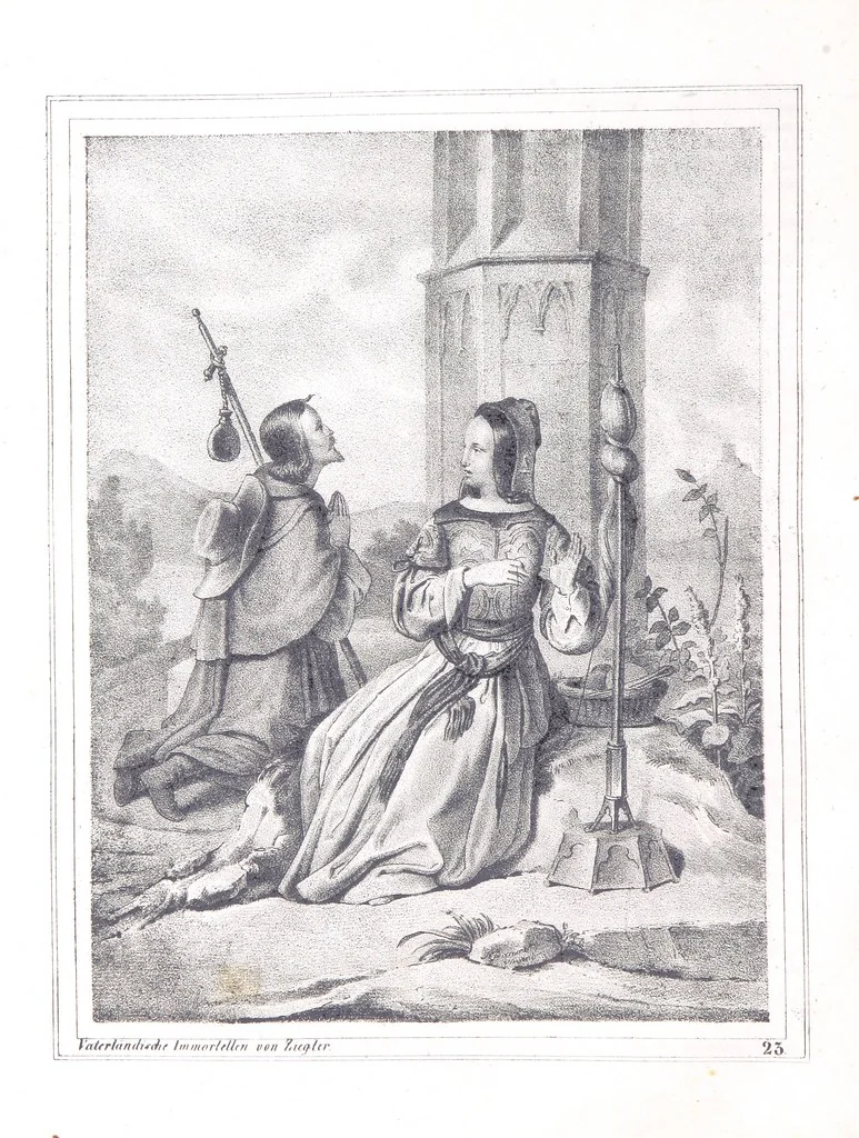 An illustration from Vaterländische Immortellen aus dem Gebiete der österreichischen Geschichte der alten, mittleren, neuern und neuesten Zeit gesammelt und mit einer ... Bilderschau der merkwürdigsten Handlungen ausgezeichneter Personen ... ausgestattet, 1840, leaf 84