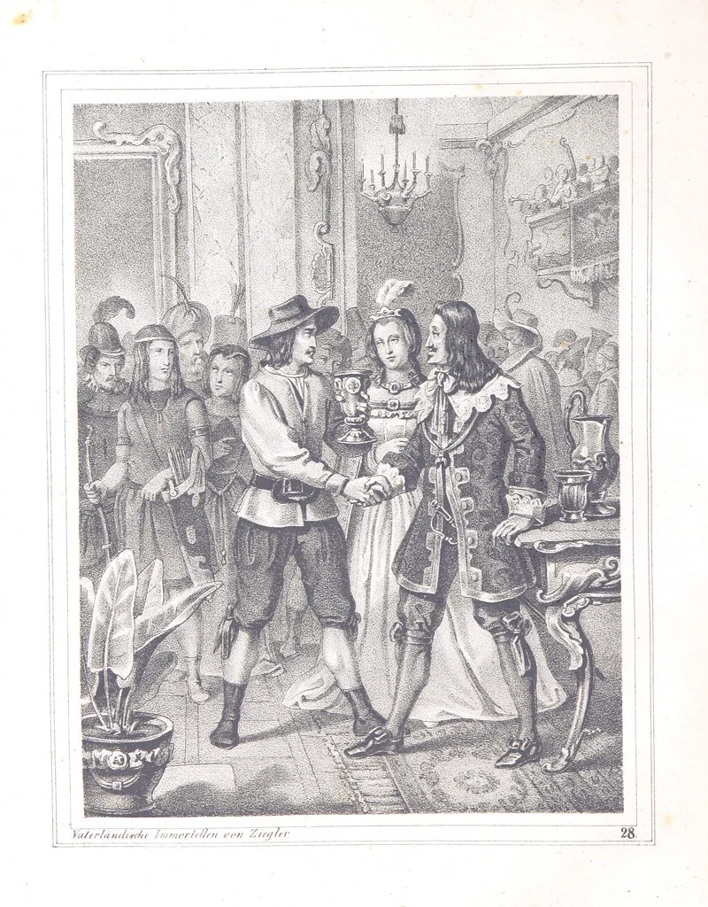 An illustration from Vaterländische Immortellen aus dem Gebiete der österreichischen Geschichte der alten, mittleren, neuern und neuesten Zeit gesammelt und mit einer ... Bilderschau der merkwürdigsten Handlungen ausgezeichneter Personen ... ausgestattet, 1840, leaf 90