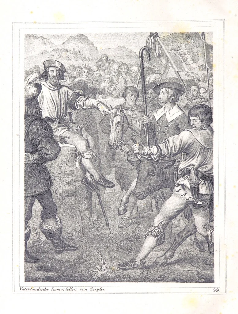 An illustration from Vaterländische Immortellen aus dem Gebiete der österreichischen Geschichte der alten, mittleren, neuern und neuesten Zeit gesammelt und mit einer ... Bilderschau der merkwürdigsten Handlungen ausgezeichneter Personen ... ausgestattet, 1840, leaf 10