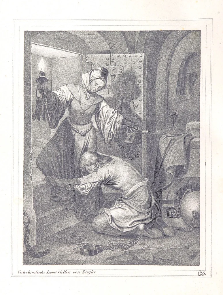 An illustration from Vaterländische Immortellen aus dem Gebiete der österreichischen Geschichte der alten, mittleren, neuern und neuesten Zeit gesammelt und mit einer ... Bilderschau der merkwürdigsten Handlungen ausgezeichneter Personen ... ausgestattet, 1840, leaf 100