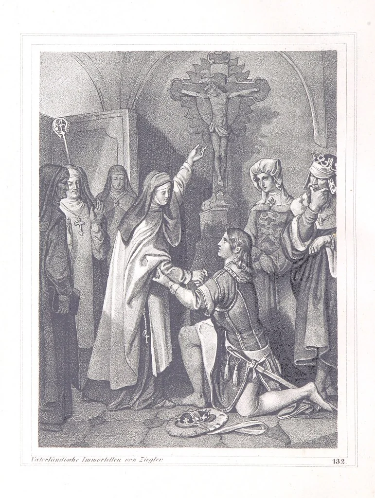 An illustration from Vaterländische Immortellen aus dem Gebiete der österreichischen Geschichte der alten, mittleren, neuern und neuesten Zeit gesammelt und mit einer ... Bilderschau der merkwürdigsten Handlungen ausgezeichneter Personen ... ausgestattet, 1840, leaf 106