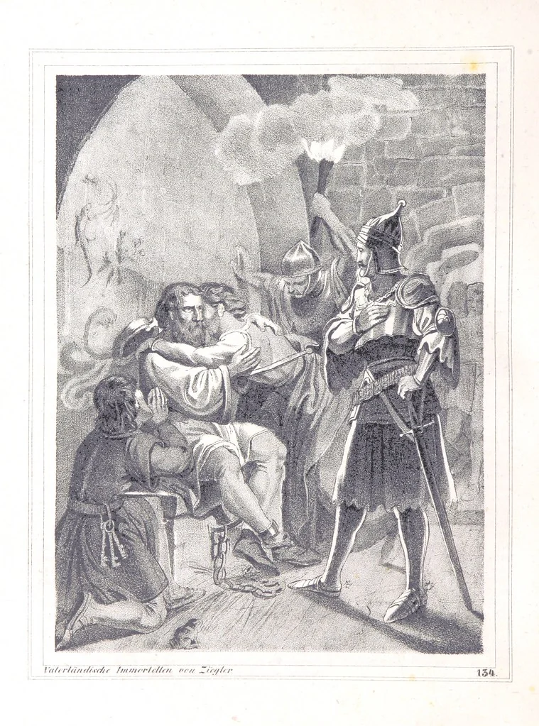 An illustration from Vaterländische Immortellen aus dem Gebiete der österreichischen Geschichte der alten, mittleren, neuern und neuesten Zeit gesammelt und mit einer ... Bilderschau der merkwürdigsten Handlungen ausgezeichneter Personen ... ausgestattet, 1840, leaf 118
