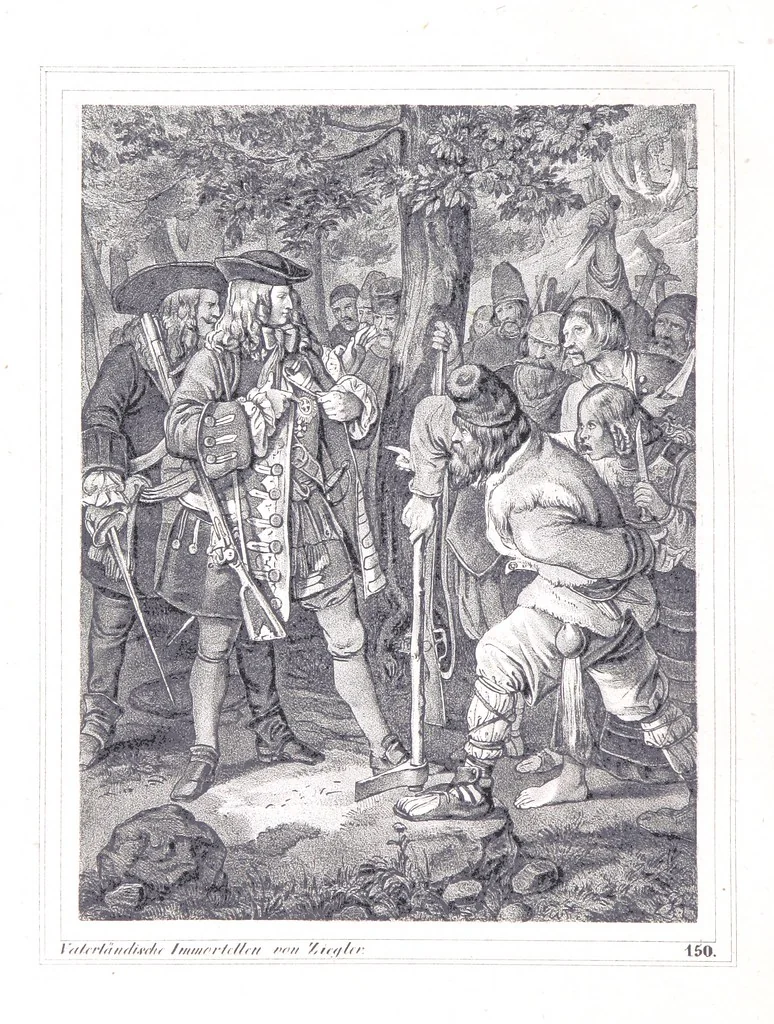 An illustration from Vaterländische Immortellen aus dem Gebiete der österreichischen Geschichte der alten, mittleren, neuern und neuesten Zeit gesammelt und mit einer ... Bilderschau der merkwürdigsten Handlungen ausgezeichneter Personen ... ausgestattet, 1840, leaf 168