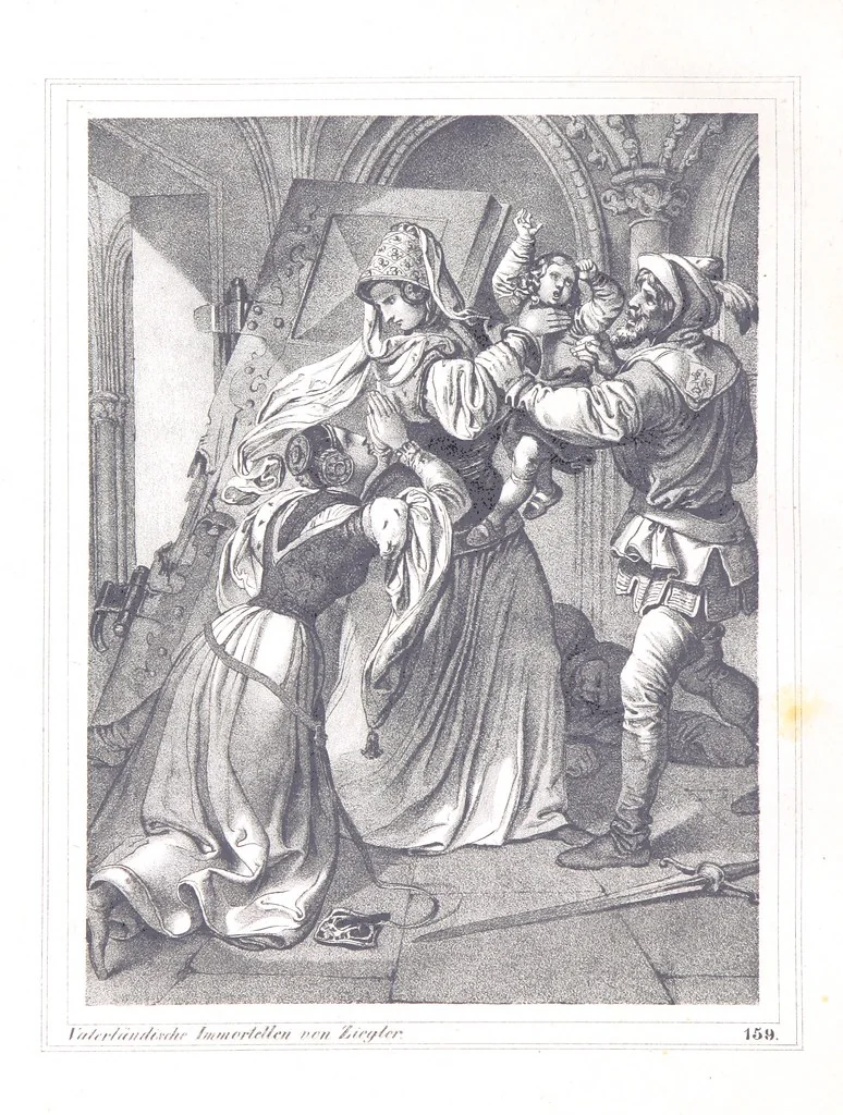 An illustration from Vaterländische Immortellen aus dem Gebiete der österreichischen Geschichte der alten, mittleren, neuern und neuesten Zeit gesammelt und mit einer ... Bilderschau der merkwürdigsten Handlungen ausgezeichneter Personen ... ausgestattet, 1840, leaf 204