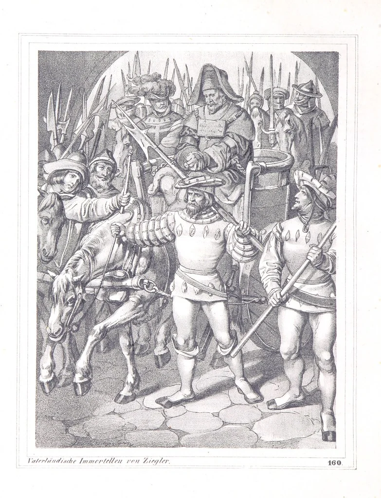 An illustration from Vaterländische Immortellen aus dem Gebiete der österreichischen Geschichte der alten, mittleren, neuern und neuesten Zeit gesammelt und mit einer ... Bilderschau der merkwürdigsten Handlungen ausgezeichneter Personen ... ausgestattet, 1840, leaf 210