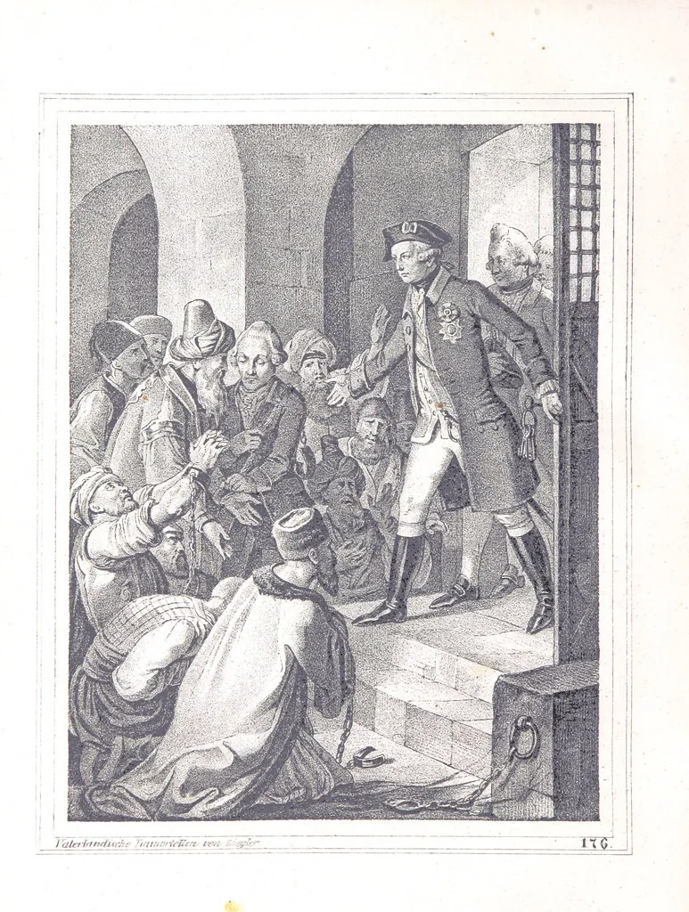 An illustration from Vaterländische Immortellen aus dem Gebiete der österreichischen Geschichte der alten, mittleren, neuern und neuesten Zeit gesammelt und mit einer ... Bilderschau der merkwürdigsten Handlungen ausgezeichneter Personen ... ausgestattet, 1840, leaf 246