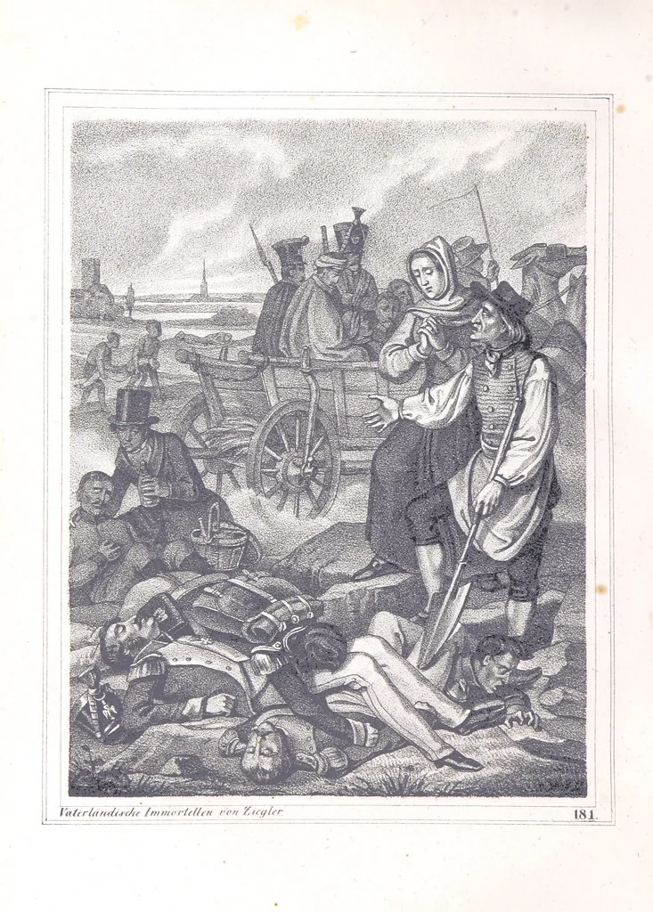 An illustration from Vaterländische Immortellen aus dem Gebiete der österreichischen Geschichte der alten, mittleren, neuern und neuesten Zeit gesammelt und mit einer ... Bilderschau der merkwürdigsten Handlungen ausgezeichneter Personen ... ausgestattet, 1840, leaf 270