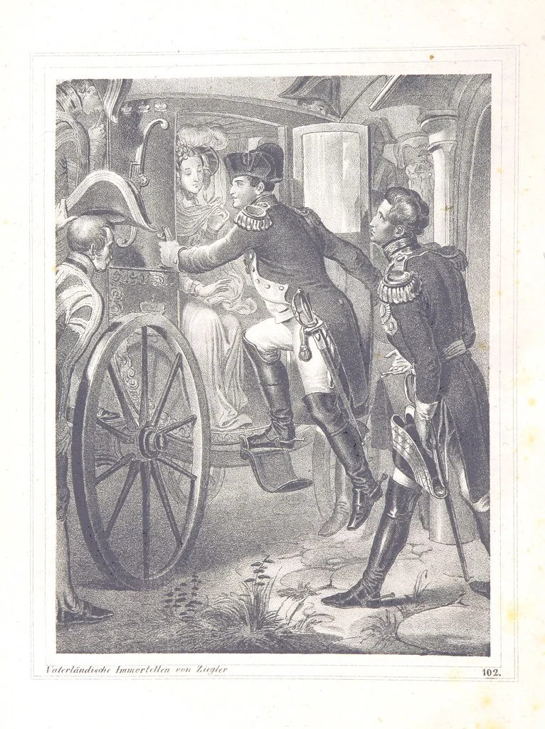 An illustration from Vaterländische Immortellen aus dem Gebiete der österreichischen Geschichte der alten, mittleren, neuern und neuesten Zeit gesammelt und mit einer ... Bilderschau der merkwürdigsten Handlungen ausgezeichneter Personen ... ausgestattet, 1840, leaf 28