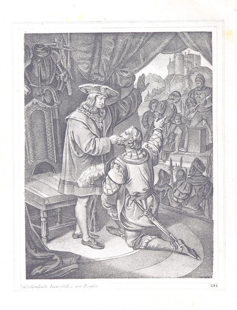 An illustration from Vaterländische Immortellen aus dem Gebiete der österreichischen Geschichte der alten, mittleren, neuern und neuesten Zeit gesammelt und mit einer ... Bilderschau der merkwürdigsten Handlungen ausgezeichneter Personen ... ausgestattet, 1840, leaf 288