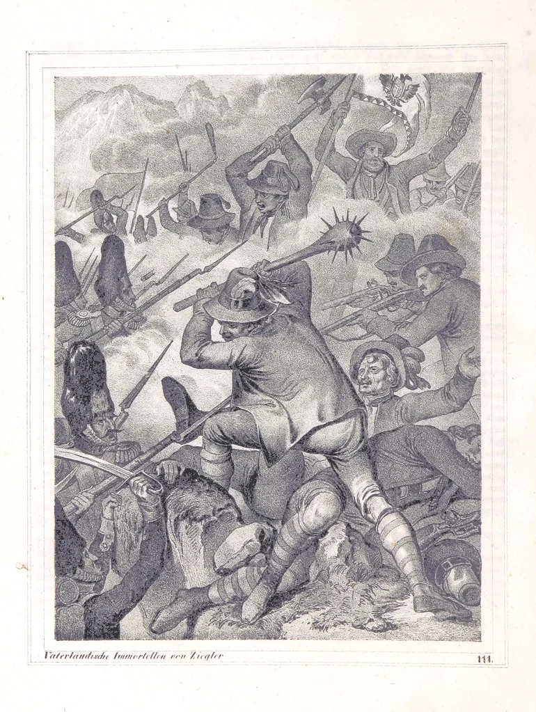 An illustration from Vaterländische Immortellen aus dem Gebiete der österreichischen Geschichte der alten, mittleren, neuern und neuesten Zeit gesammelt und mit einer ... Bilderschau der merkwürdigsten Handlungen ausgezeichneter Personen ... ausgestattet, 1840, leaf 46