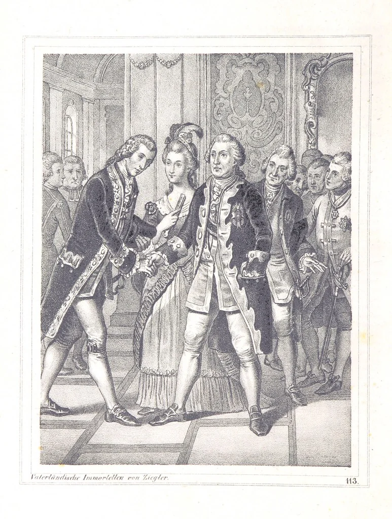 An illustration from Vaterländische Immortellen aus dem Gebiete der österreichischen Geschichte der alten, mittleren, neuern und neuesten Zeit gesammelt und mit einer ... Bilderschau der merkwürdigsten Handlungen ausgezeichneter Personen ... ausgestattet, 1840, leaf 52