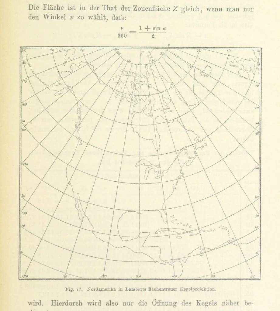 An illustration from Leitfaden der Kartenentwurfslehre ... Mit Figuren im Text und einer lithographischen Tafel, 1884, leaf 105