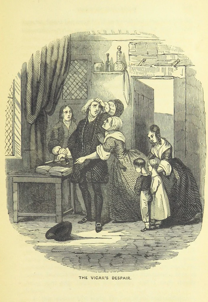 An illustration from The Vicar of Wakefield ... And a prefatory memoir by G. Moir Bussey ... Embellished with ... two hundred engravings on wood, etc, 1845, leaf 155
