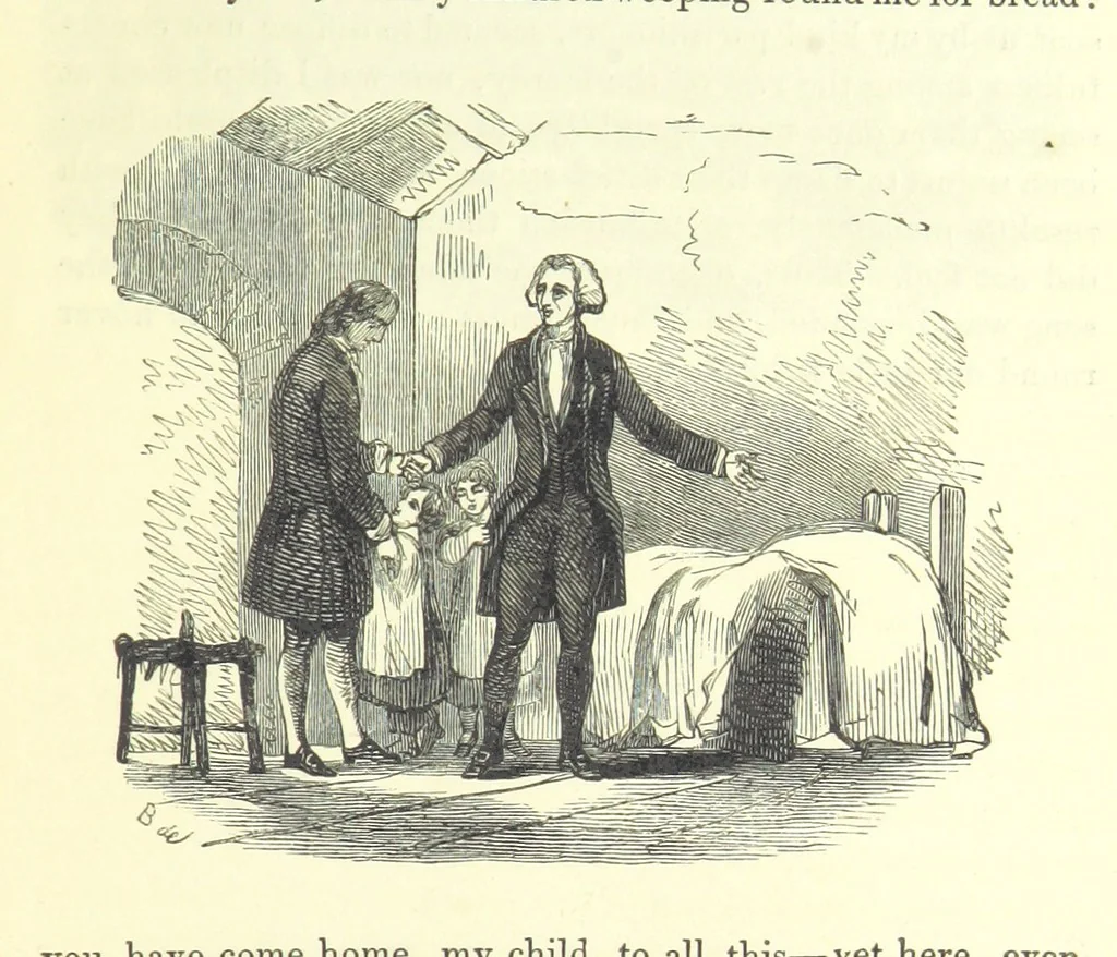 An illustration from The Vicar of Wakefield ... And a prefatory memoir by G. Moir Bussey ... Embellished with ... two hundred engravings on wood, etc, 1845, leaf 215