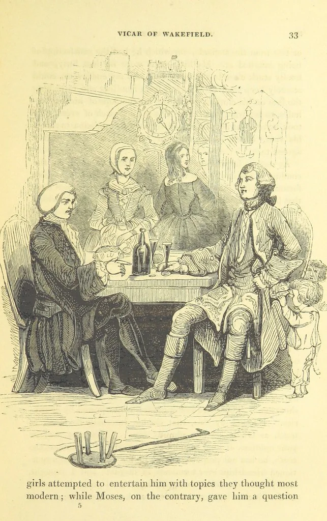 An illustration from The Vicar of Wakefield ... And a prefatory memoir by G. Moir Bussey ... Embellished with ... two hundred engravings on wood, etc, 1845, leaf 65