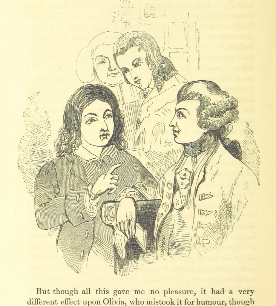 An illustration from The Vicar of Wakefield ... And a prefatory memoir by G. Moir Bussey ... Embellished with ... two hundred engravings on wood, etc, 1845, leaf 76