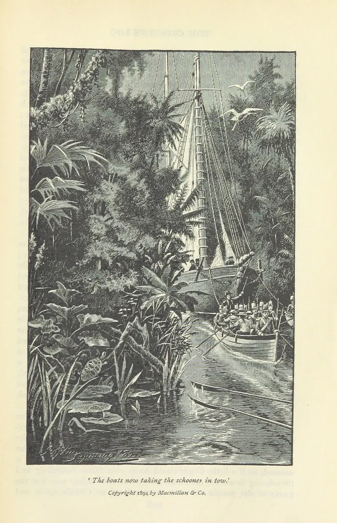 An illustration from Tom Cringle's log...Illustrated by J.A. Symington, etc, 1895, leaf 235