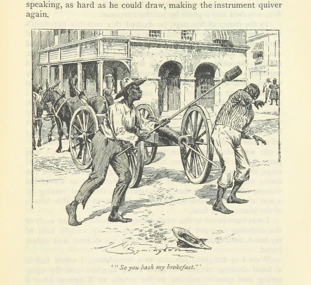 An illustration from Tom Cringle's log...Illustrated by J.A. Symington, etc, 1895, leaf 297