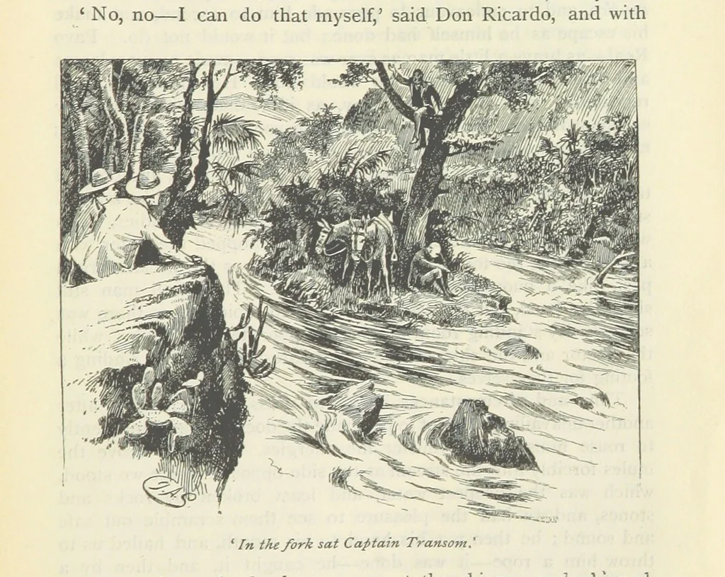 An illustration from Tom Cringle's log...Illustrated by J.A. Symington, etc, 1895, leaf 375