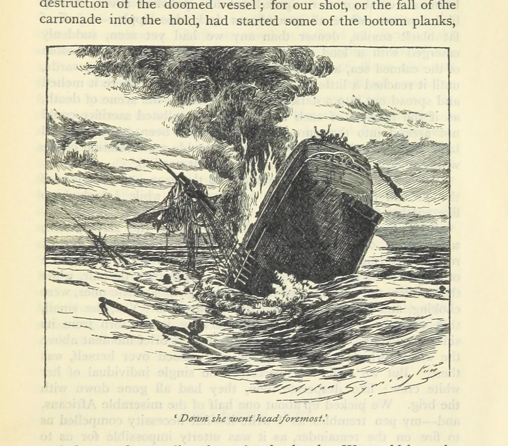 An illustration from Tom Cringle's log...Illustrated by J.A. Symington, etc, 1895, leaf 433
