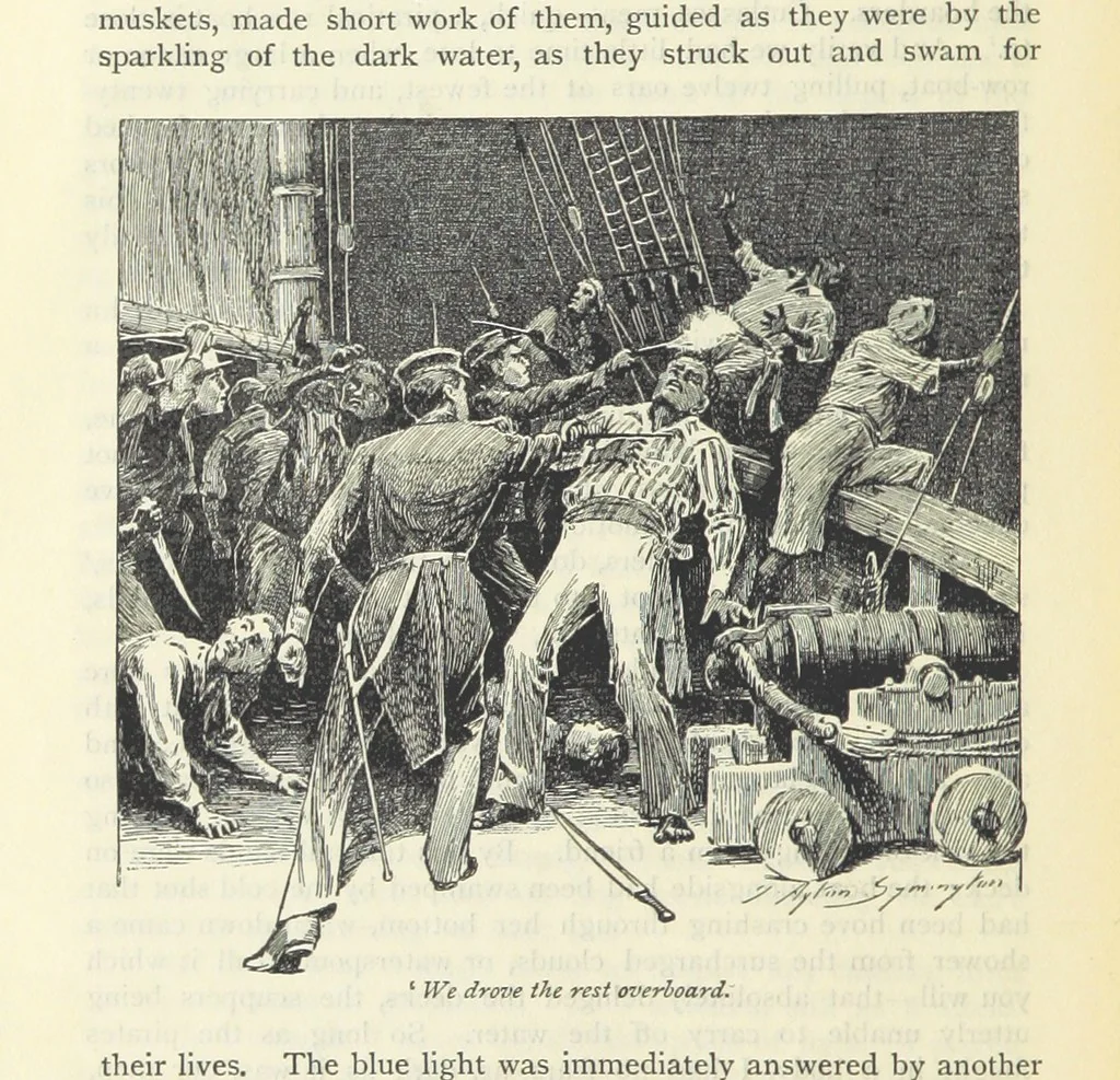 An illustration from Tom Cringle's log...Illustrated by J.A. Symington, etc, 1895, leaf 474