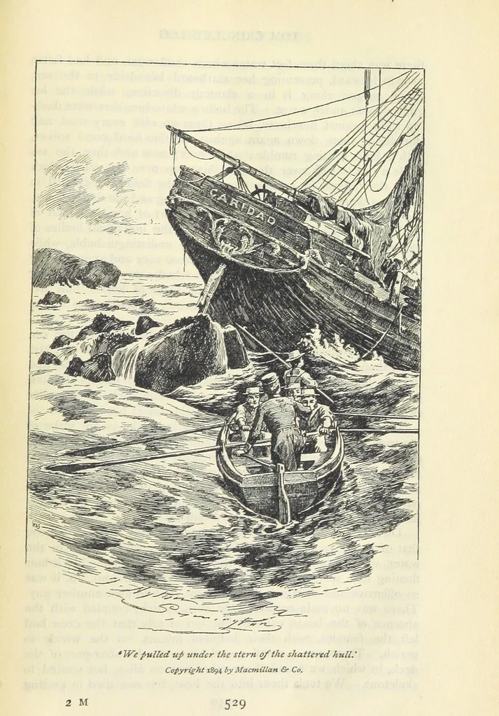 An illustration from Tom Cringle's log...Illustrated by J.A. Symington, etc, 1895, leaf 557