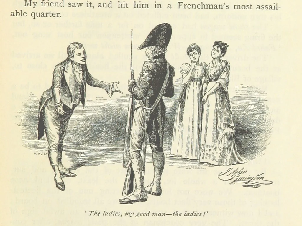 An illustration from Tom Cringle's log...Illustrated by J.A. Symington, etc, 1895, leaf 63