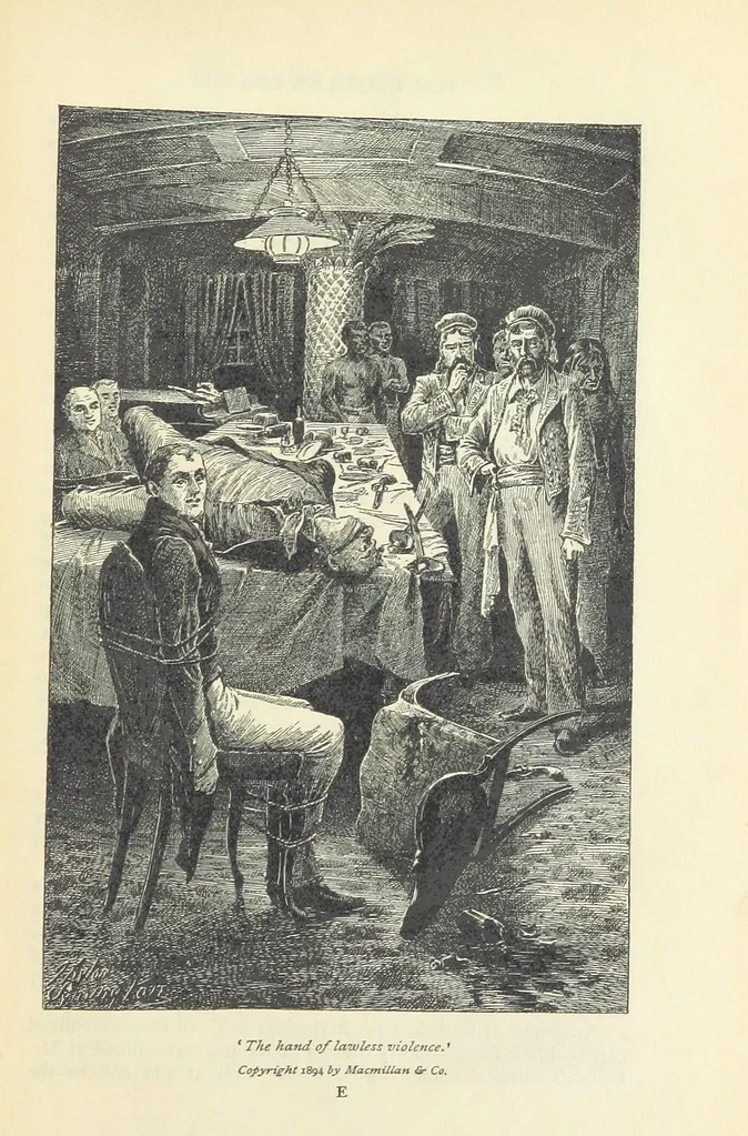 An illustration from Tom Cringle's log...Illustrated by J.A. Symington, etc, 1895, leaf 77