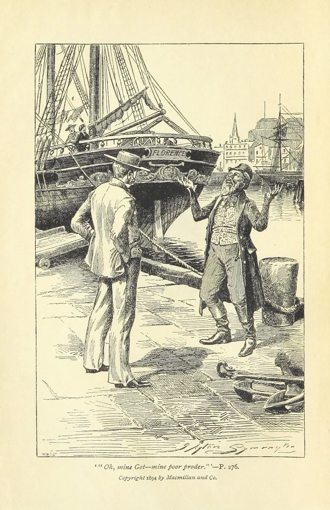An illustration from Tom Cringle's log...Illustrated by J.A. Symington, etc, 1895, leaf 8
