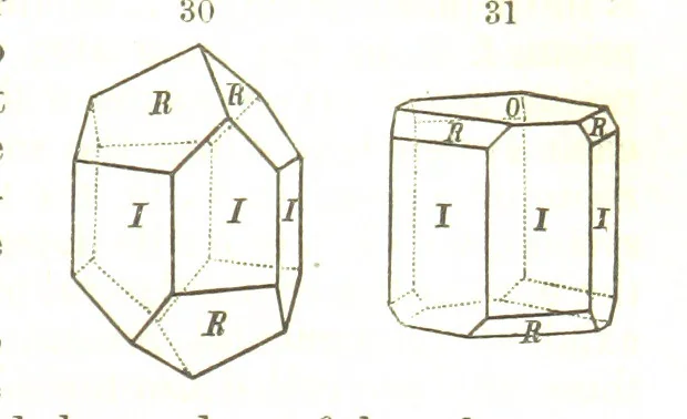 An illustration from A System of Mineralogy, comprising the most recent discoveries ... Fourth edition, rewritten, rearranged, and enlarged, 1854, leaf 39