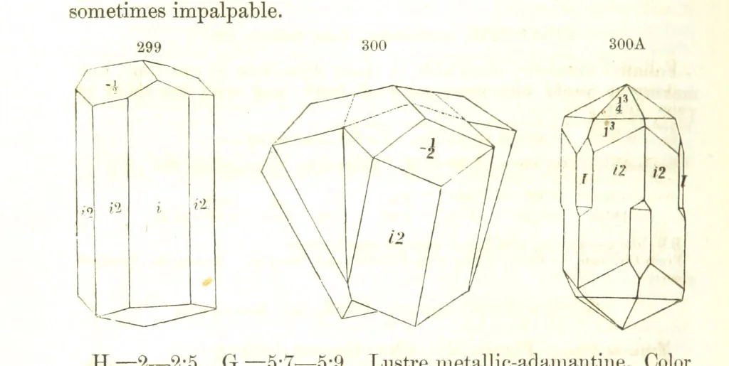 An illustration from A System of Mineralogy, comprising the most recent discoveries ... Fourth edition, rewritten, rearranged, and enlarged, 1854, leaf 406