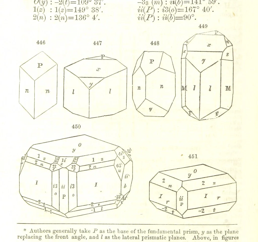 An illustration from A System of Mineralogy, comprising the most recent discoveries ... Fourth edition, rewritten, rearranged, and enlarged, 1854, leaf 596