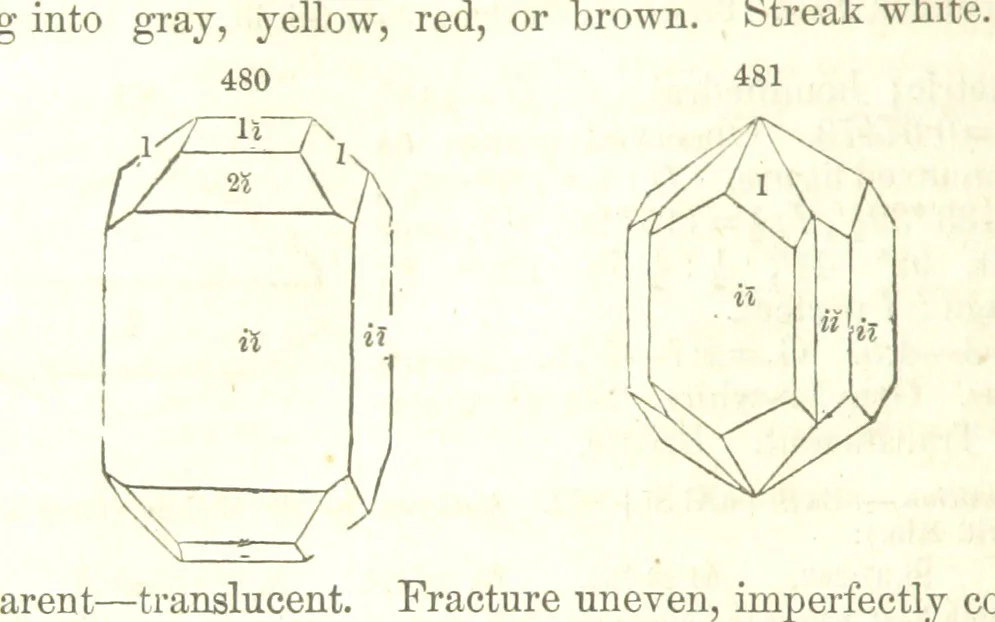An illustration from A System of Mineralogy, comprising the most recent discoveries ... Fourth edition, rewritten, rearranged, and enlarged, 1854, leaf 652