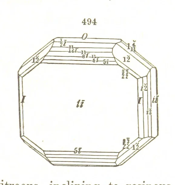 An illustration from A System of Mineralogy, comprising the most recent discoveries ... Fourth edition, rewritten, rearranged, and enlarged, 1854, leaf 671