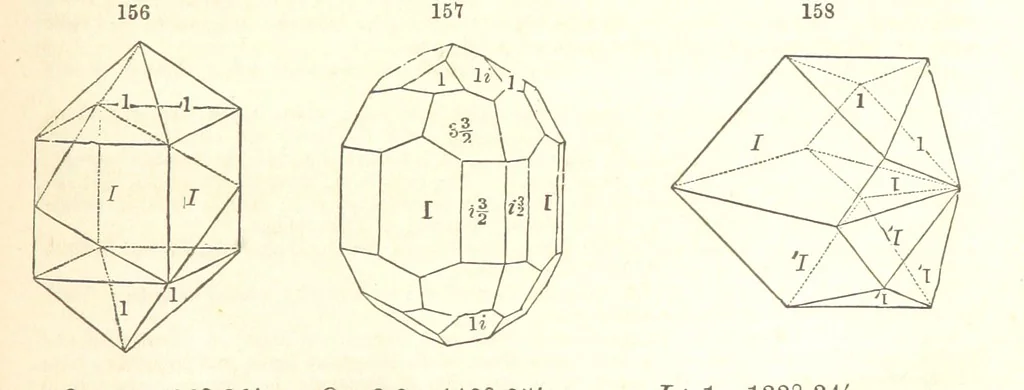 An illustration from A System of Mineralogy. Descriptive Mineralogy ... By J. D. Dana ... aided by George Jarvis Brush ... Fifth edition. Rewritten and enlarged, etc, 1868, leaf 213