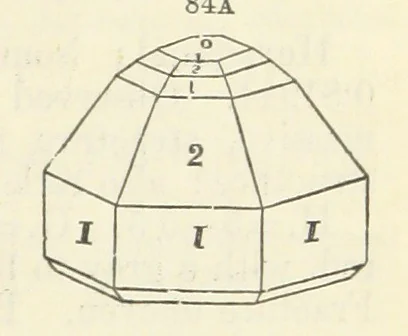 An illustration from A System of Mineralogy ... Fifth edition, rewritten and enlarged ... With three appendixes and corrections. (Appendix I., 1868-1872, by G. J. Brush. Appendix II., 1872-1875, and Appendix III., 1875-1882, by E. S. Dana.), 1883, leaf 115