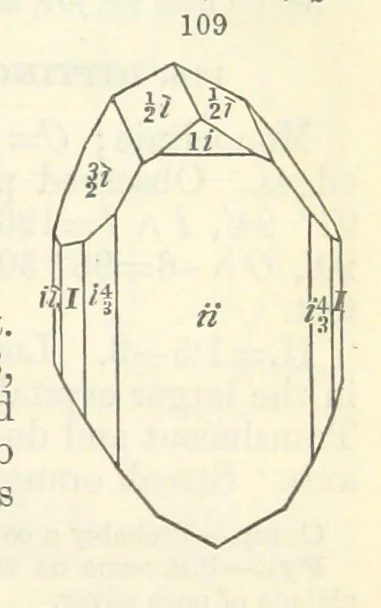 An illustration from A System of Mineralogy ... Fifth edition, rewritten and enlarged ... With three appendixes and corrections. (Appendix I., 1868-1872, by G. J. Brush. Appendix II., 1872-1875, and Appendix III., 1875-1882, by E. S. Dana.), 1883, leaf 149
