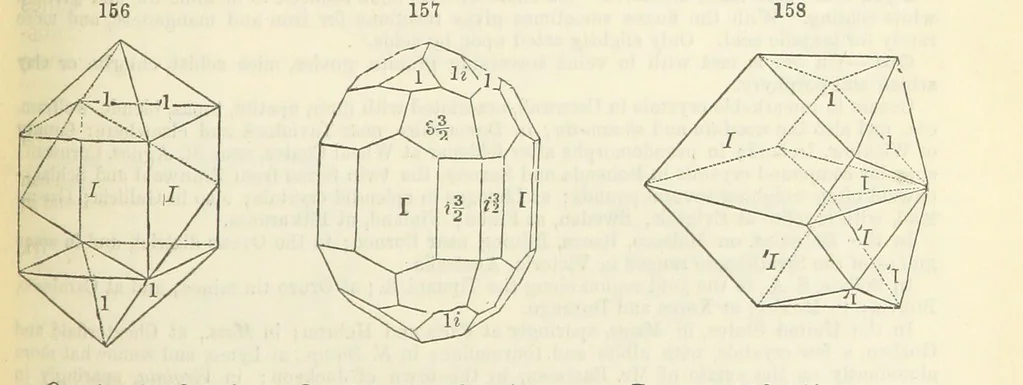 An illustration from A System of Mineralogy ... Fifth edition, rewritten and enlarged ... With three appendixes and corrections. (Appendix I., 1868-1872, by G. J. Brush. Appendix II., 1872-1875, and Appendix III., 1875-1882, by E. S. Dana.), 1883, leaf 213