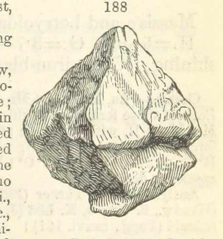 An illustration from A System of Mineralogy ... Fifth edition, rewritten and enlarged ... With three appendixes and corrections. (Appendix I., 1868-1872, by G. J. Brush. Appendix II., 1872-1875, and Appendix III., 1875-1882, by E. S. Dana.), 1883, leaf 235